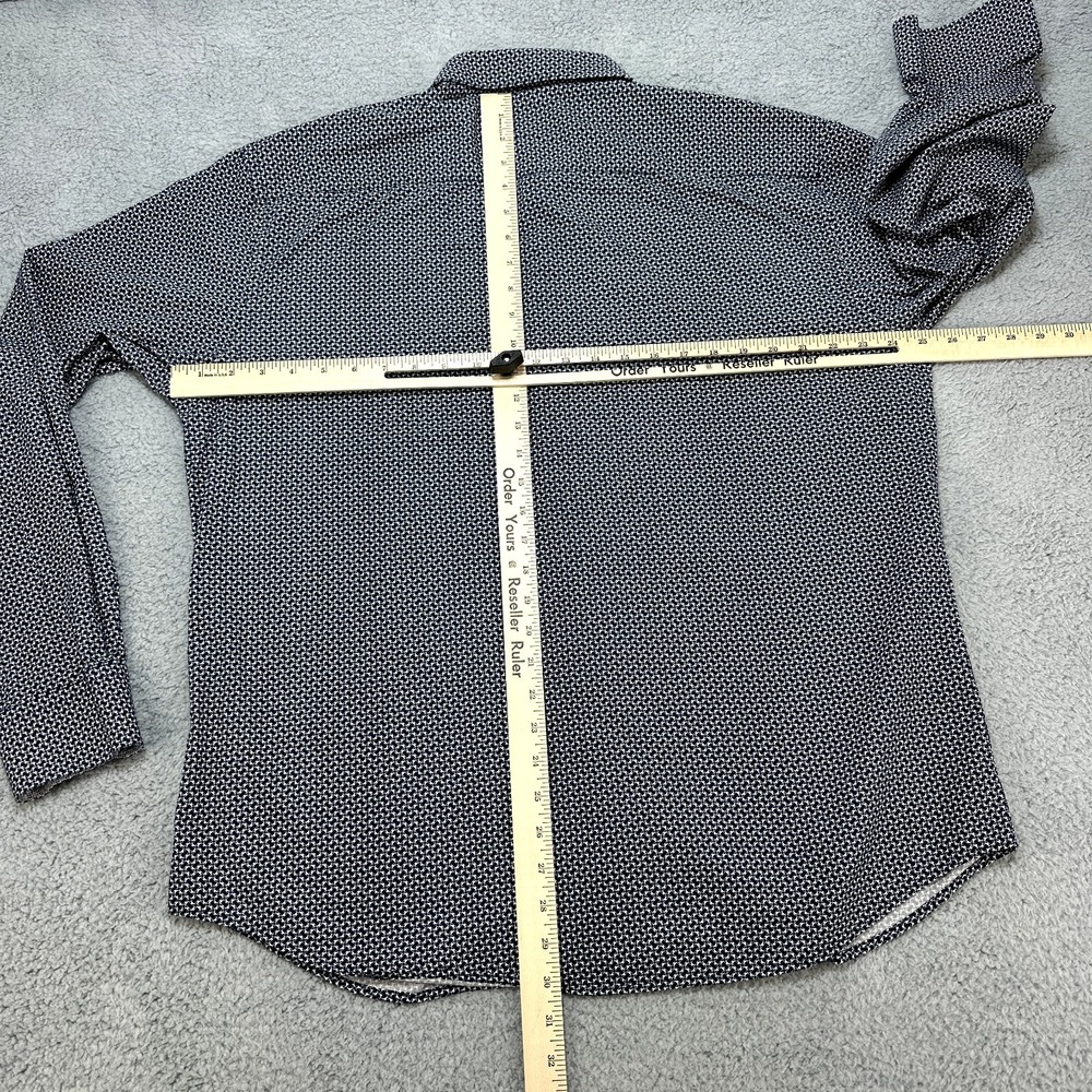 Bugatchi Uomo Shirt Mens XXL Shaped Fit Blue White Geometric All Day Casual Prep - Picture 11 of 15
